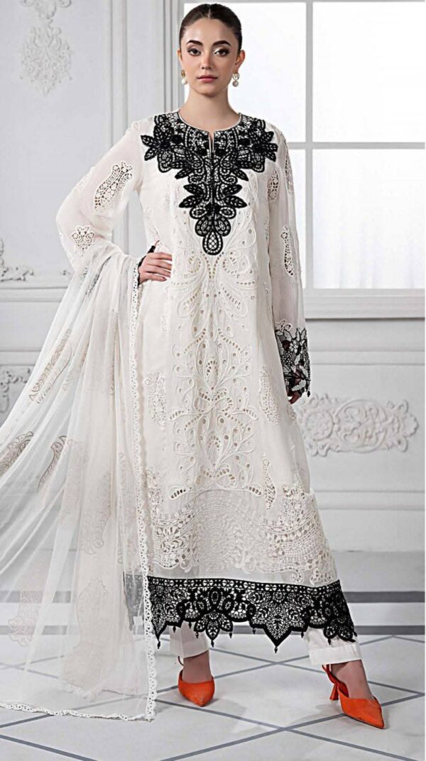 Embroidered Lawn 3PC Suit - Chiffon Dupatta