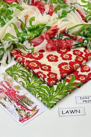 Printed Lawn 3PC Suit – Digital Chiffon Dupatta