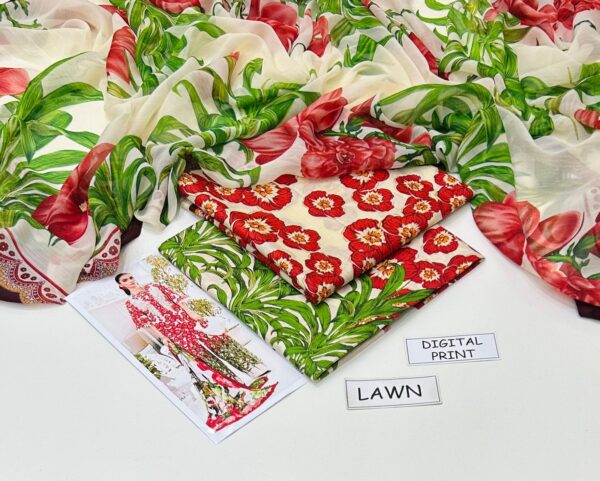 Printed Lawn 3PC Suit – Digital Chiffon Dupatta