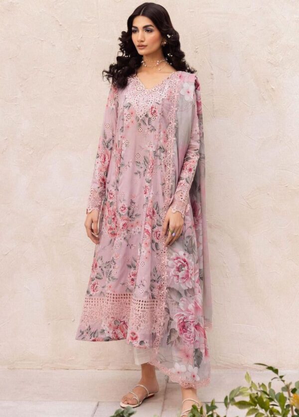Luxury Embroidered Lawn 3PC Suit – Chiffon Dupatta with 4-Side Embroidery