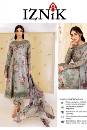 3-Piece Embroidered Lawn Suit – Digital Chiffon Dupatta