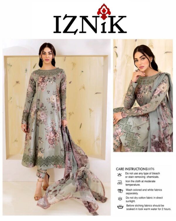 3-Piece Embroidered Lawn Suit – Digital Chiffon Dupatta
