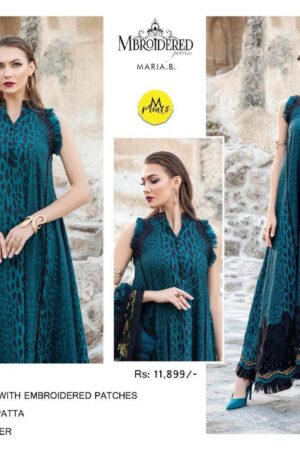 Maria B 3-Piece Embroidered Lawn Suit – Digital Chiffon Dupatta