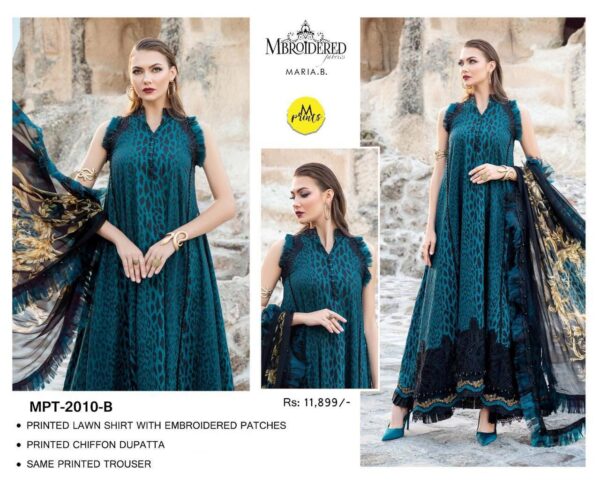 Maria B 3-Piece Embroidered Lawn Suit – Digital Chiffon Dupatta